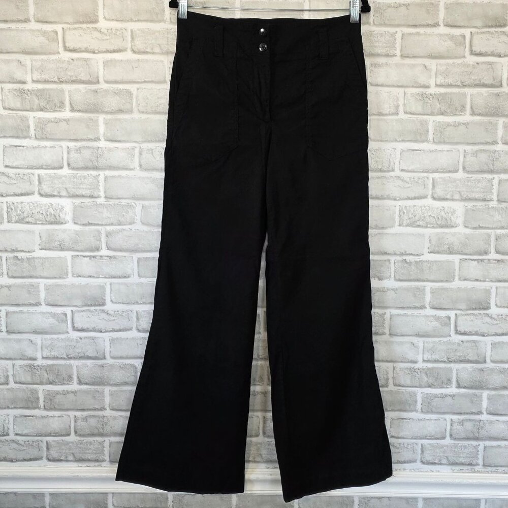 Anthropologie Maeve Black Linen Blend Wide Leg Pants Closet Staple Elevated 10